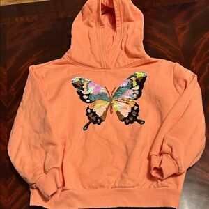 H&M Orange Hoodie with Colorful Butterfly